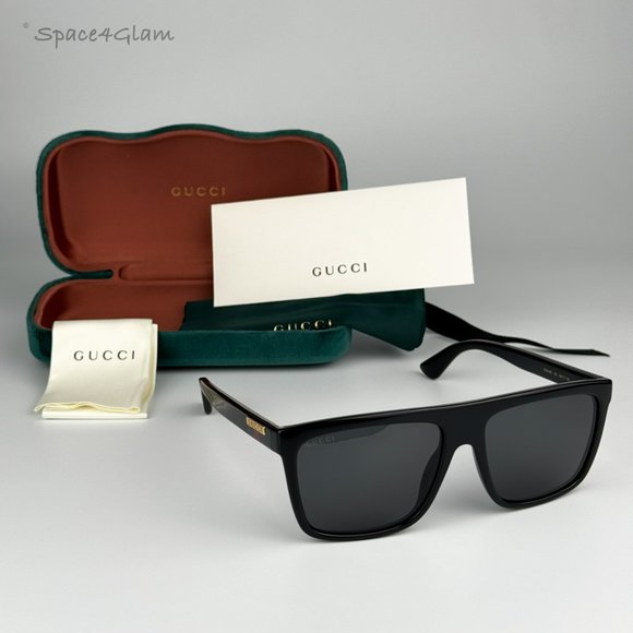 Gucci Men Sunglasses Black Grey Anti-Reflective Rectangle GG0748S 001 NEW - Picture 7 of 11